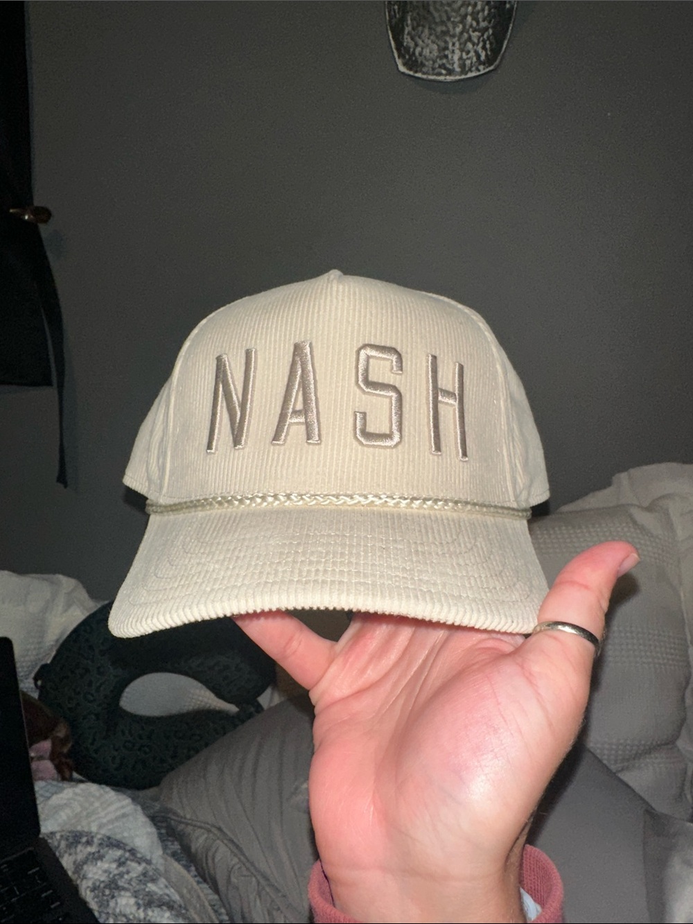 Ash 'NASH' Corduroy Men's Cap in Light Beige